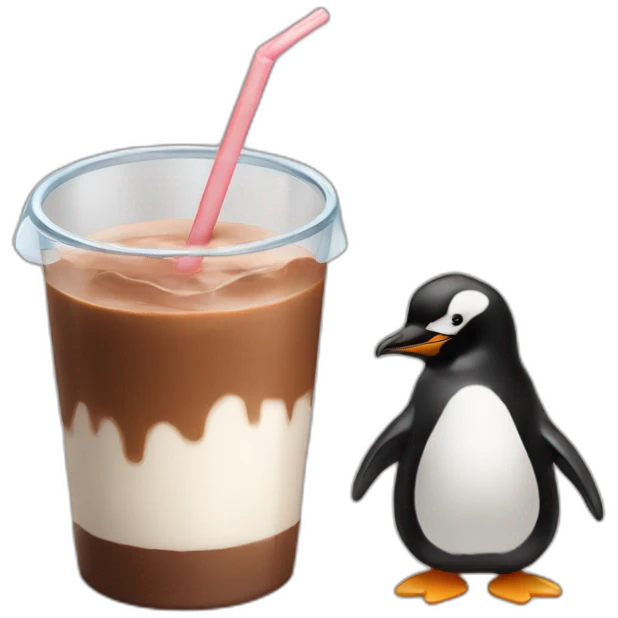 penguin drinking chocolate milk emoji