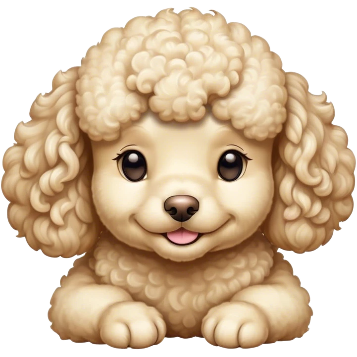 Meme-Worthy Cute Sleeping Cream Poodle Portrait Emoji, Head resting peacefully with a contented smile, showcasing a delightfully elegant build and a luxuriously soft, curly cream Fur, eyes shut in a serene nap, Simplified yet hilariously adorable features, highly detailed, glowing with a soft, drowsy light, high shine, relaxed and utterly lovable, stylized with an air of playful laziness, bright and heartwarming, soft glowing outline, capturing the essence of a comically sleepy companion, so meme-worthy it feels like it could instantly become the next viral sensation of adorable slumber! emoji