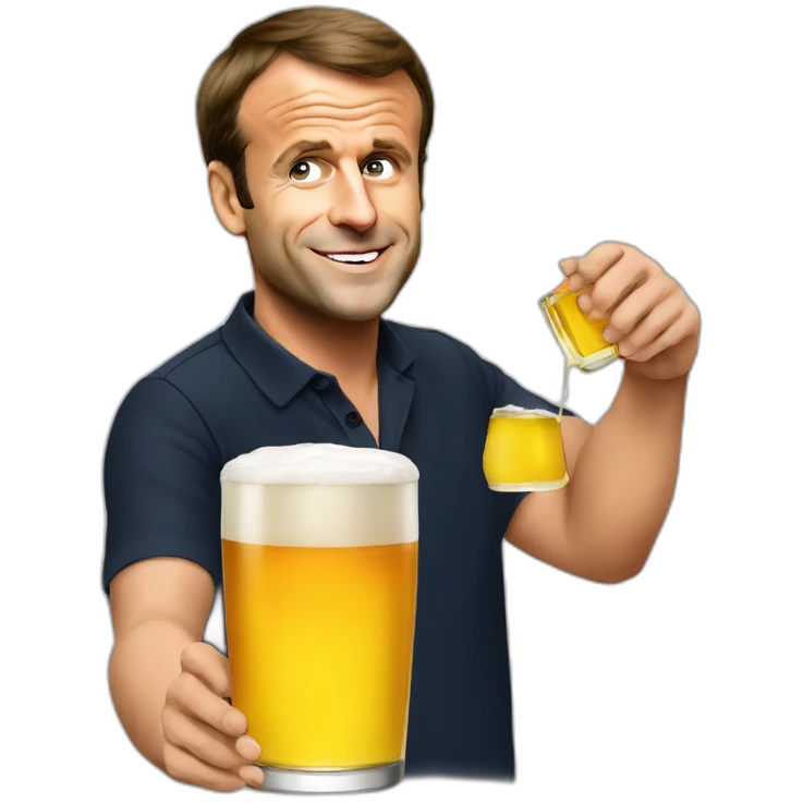 Emmanuel Macron drink beer emoji
