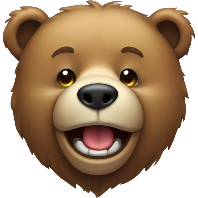 big bear with tear in his eyes, smiling and holding hear emoji