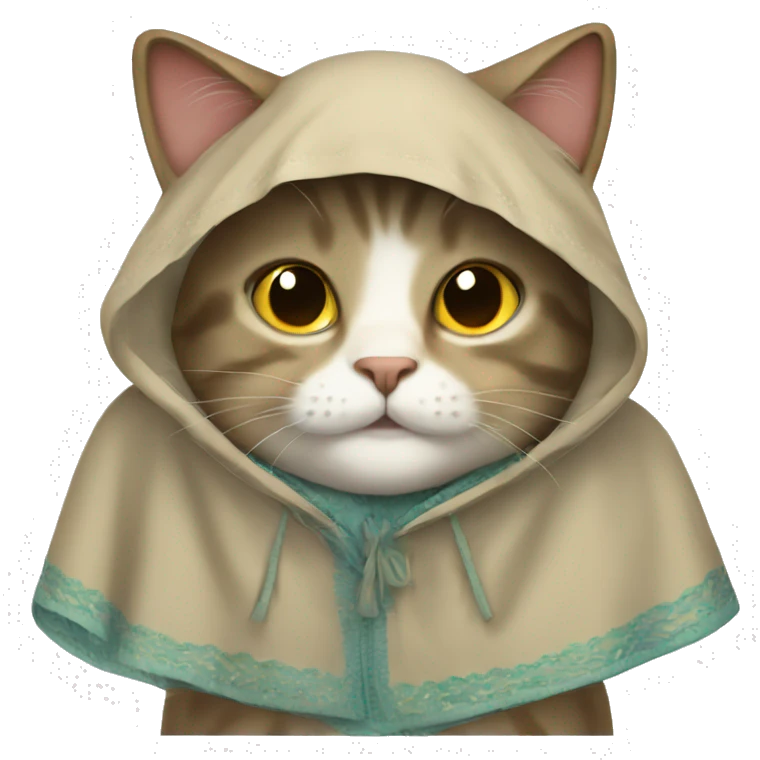 Happy cat wearing a poncho emoji