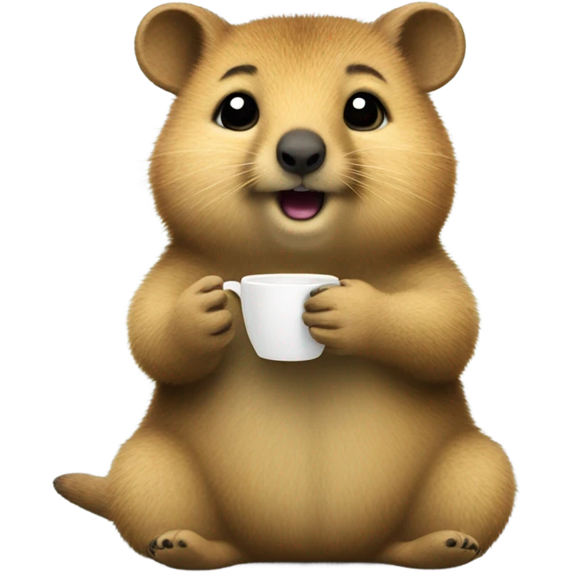 Quokka drinking coffee emoji