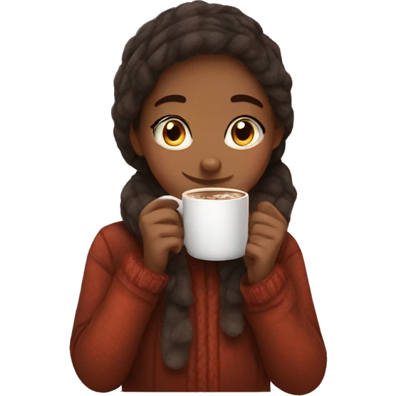 girl drinking hot chocolate and being cozy emoji