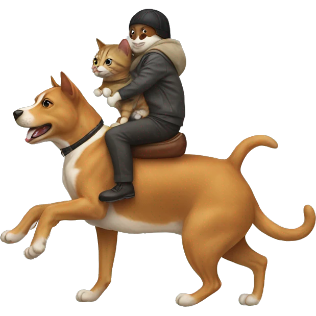 cat riding dog emoji