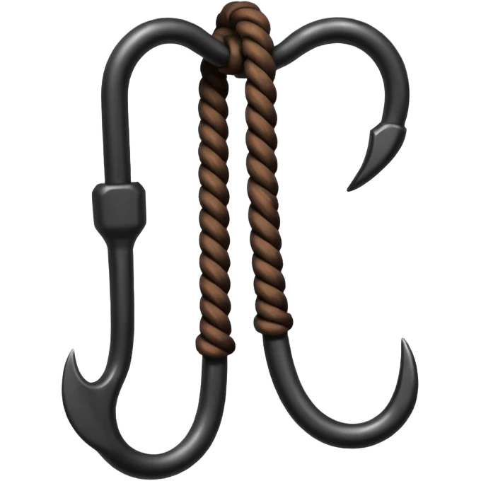 iron hook, 4 hooks, black, with rope emoji