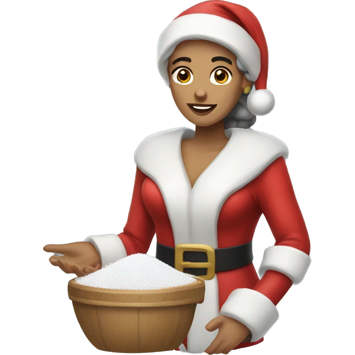 Latina Santa with a pile of salt  emoji