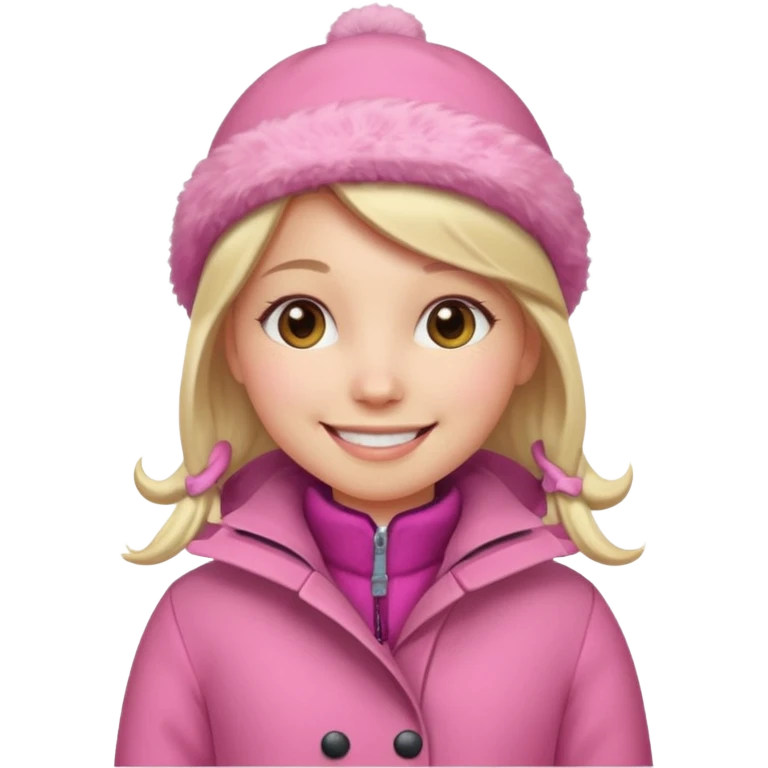 Girl wearing pink winter coat emoji