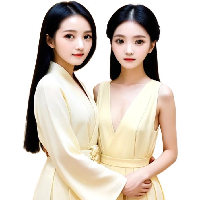 一个黑色长发女生和黑色中型可布卡 emoji