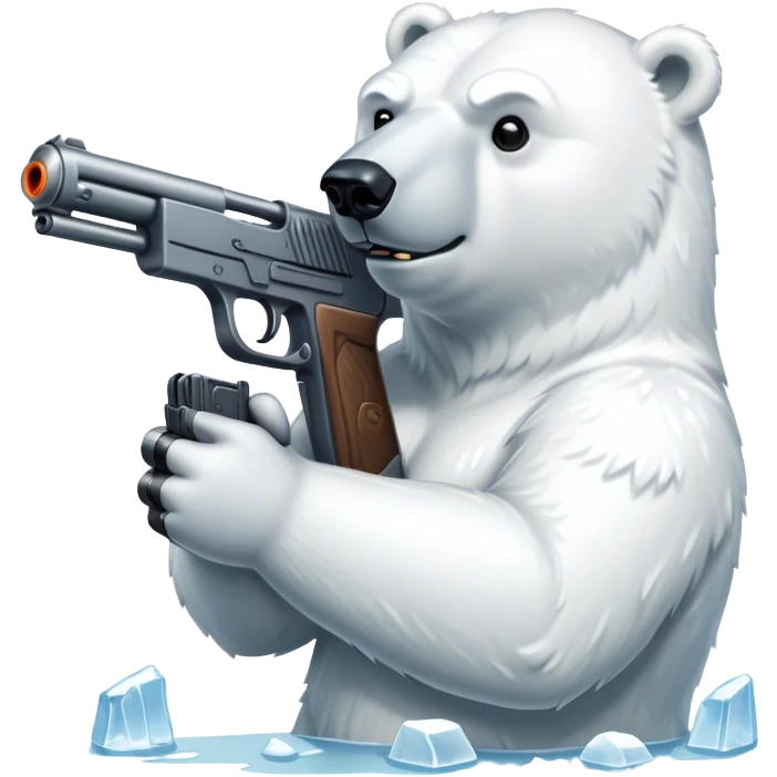 A polar bear with a gun emoji