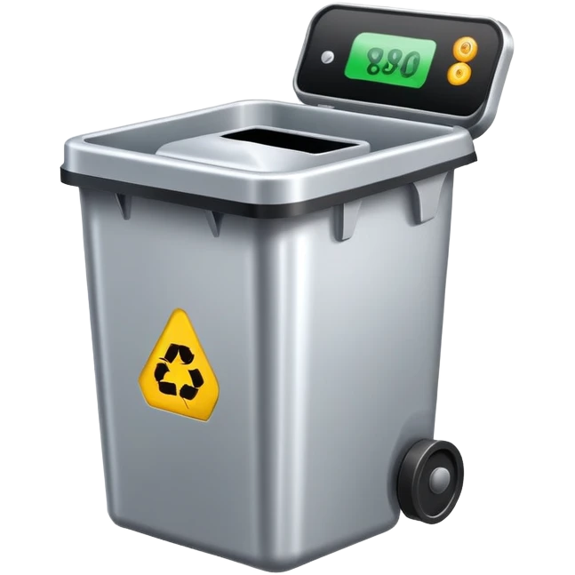 a bin with sensor indicating fill level emoji