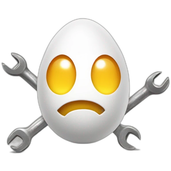 Happy Maintenance egg with eyes and spanner emoji