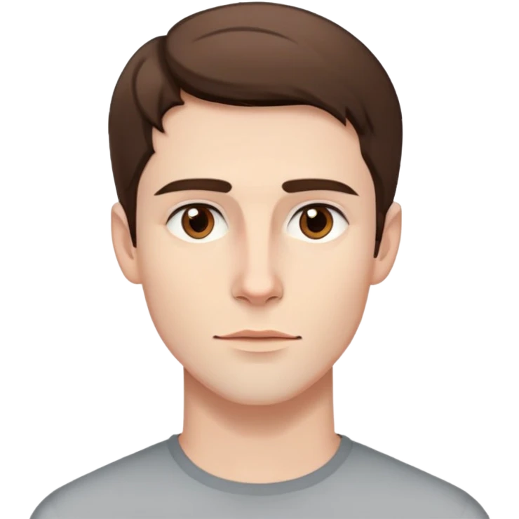 pretty handsome bratz man, short brown hair, brown eyes, pale skin, defined jawline emoji