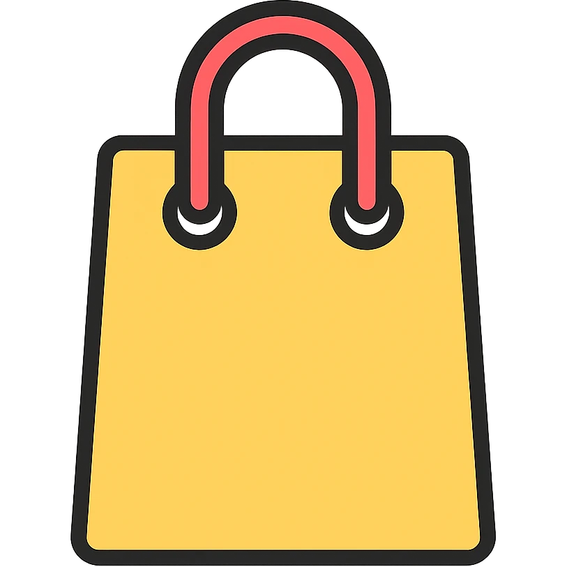 shopping bag lineal color icon with black outlines emoji