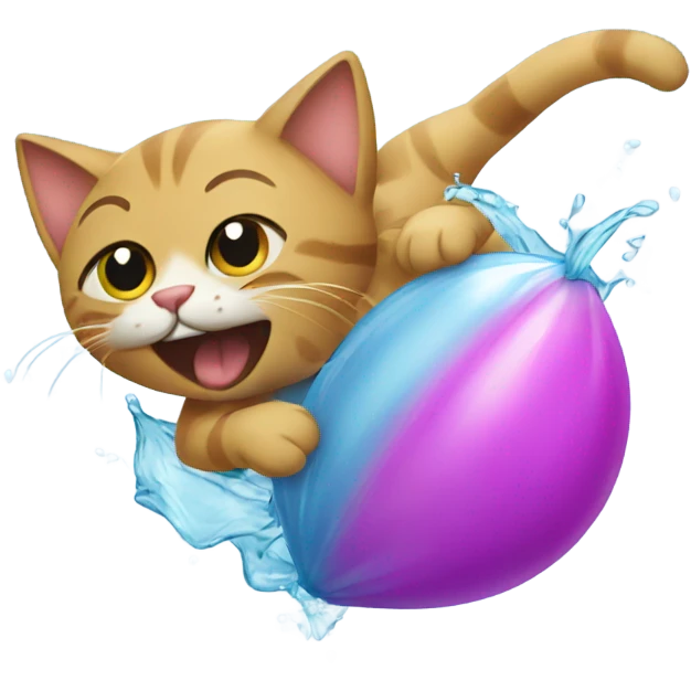 Cat in a water balloon fight  emoji