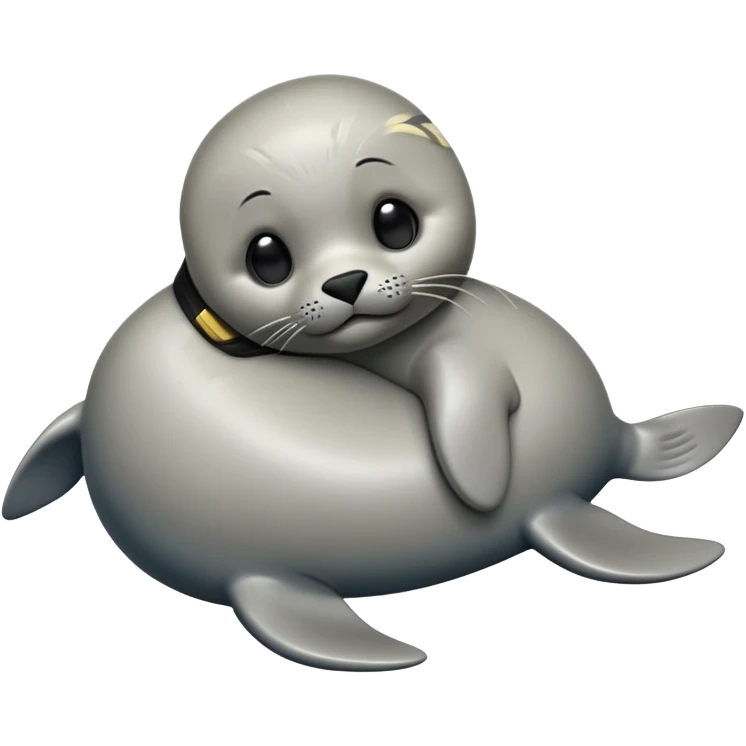 cinematic-seal-realistic-full-body-lounging-emoji,-sleek-body-stretched,-short-smooth-fur-glinting-in-the-sea-breeze,-flippers-tucked-comfortably-beneath-its-body,-large-dark-eyes-filled-with-playful-curiosity emoji