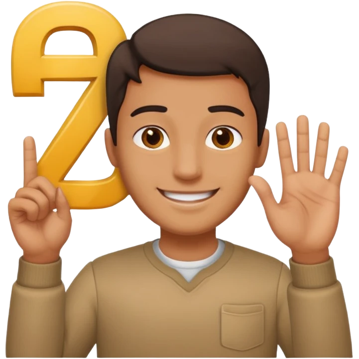 man holding 6️⃣ above the lefthand and 7️⃣ above the right hand emoji