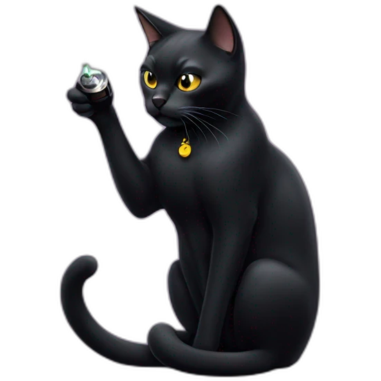 black cat + vape emoji