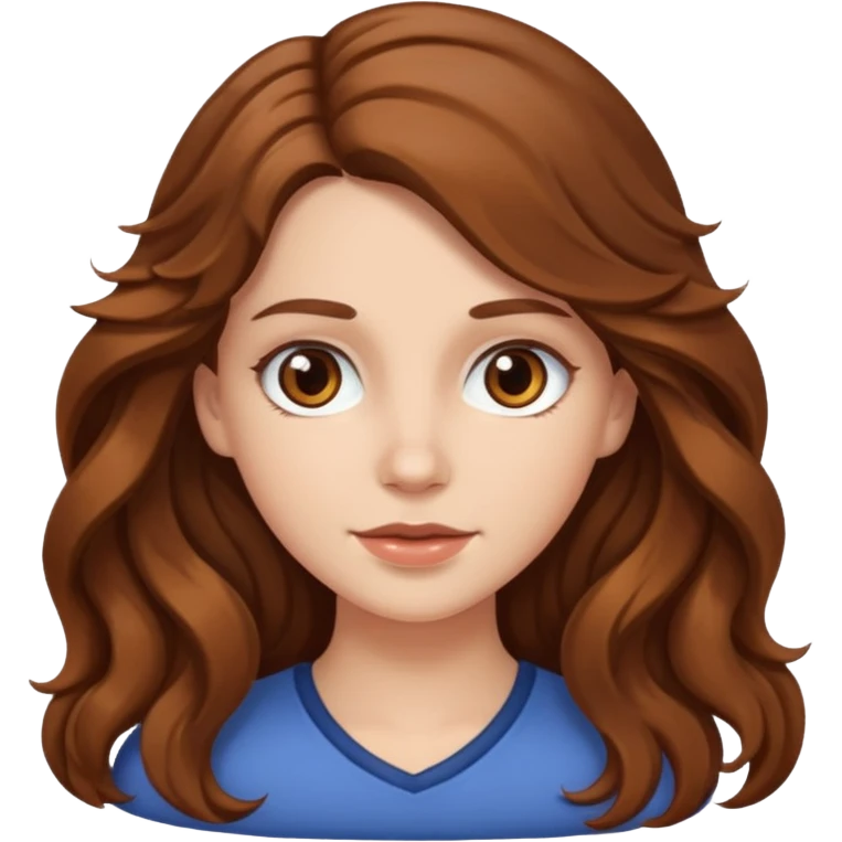white girl with long wavy brown hair with brown eyes emoji