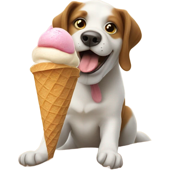 dog licking ice cream on beach emoji