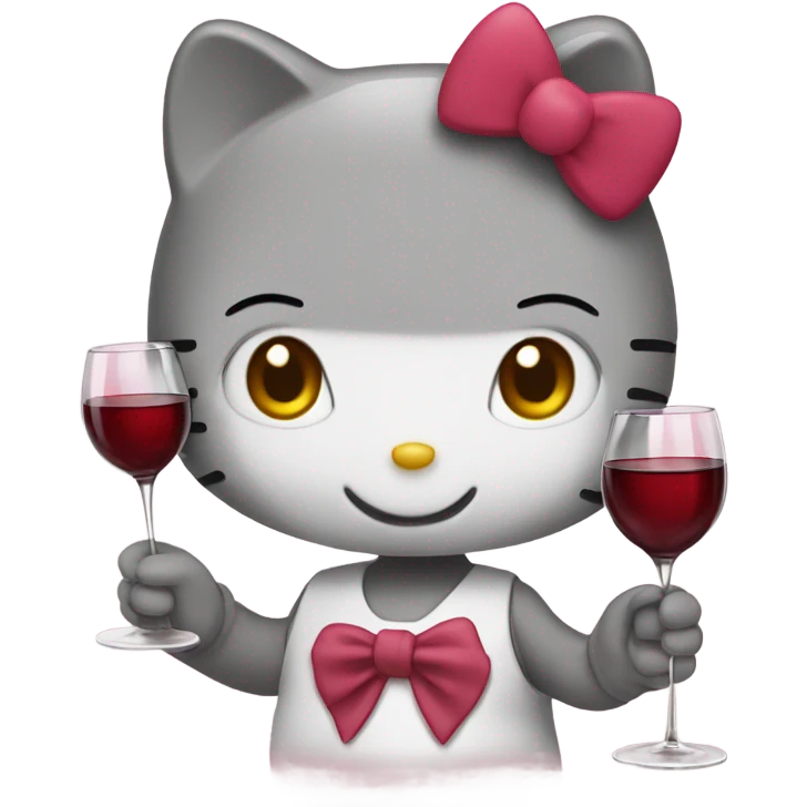 Hello Kitty drinking red wine emoji