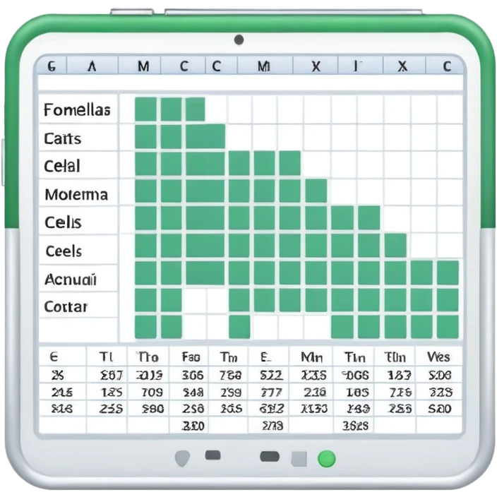 spreadsheet with data cells and formulas emoji