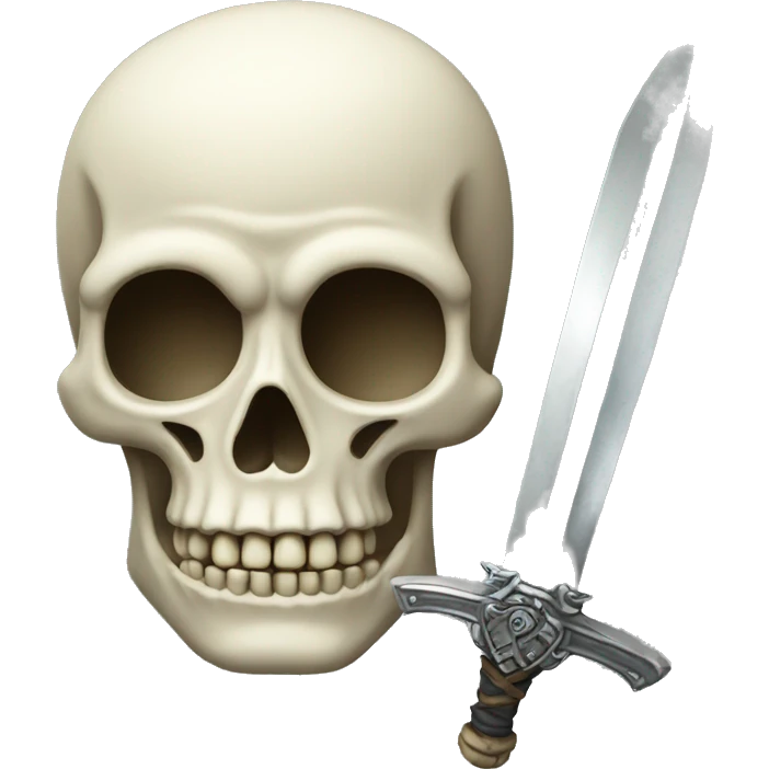 Skeleton head with sword emoji