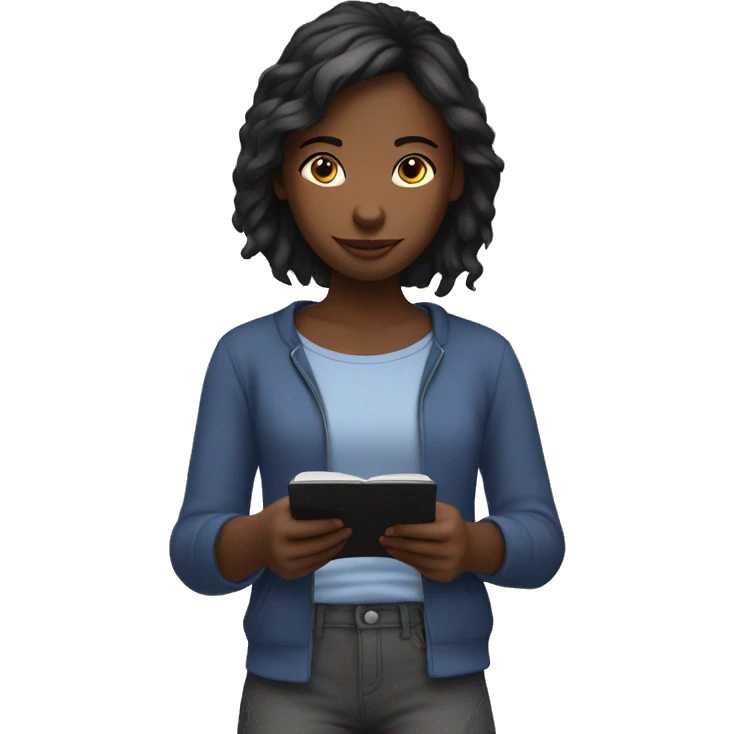 Girl reads on Kindle emoji