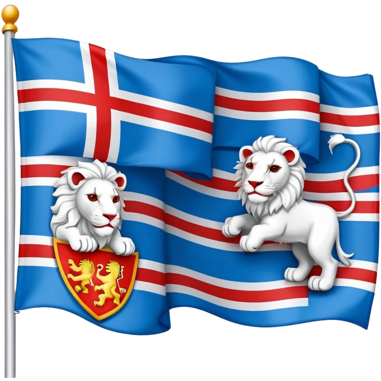 Flag of North Holland with red and blue stripes and white lions emoji