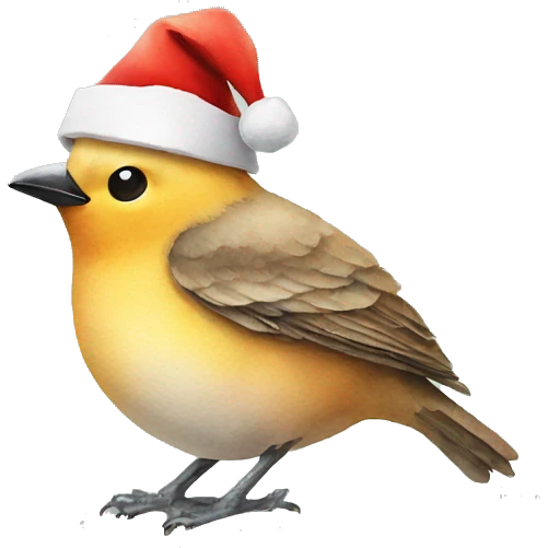 Watercolor Bird with Santa hat emoji