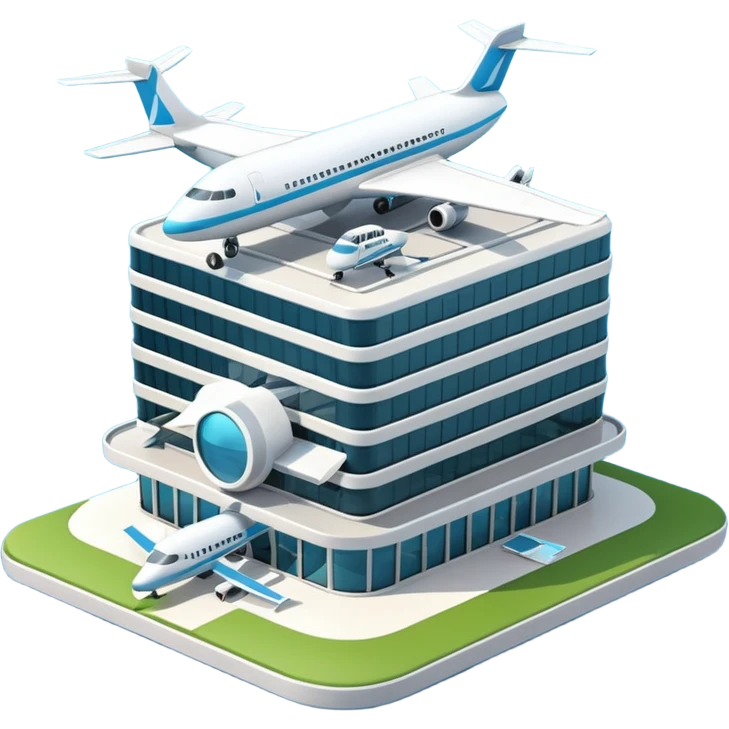 3d terminal building, planes emoji