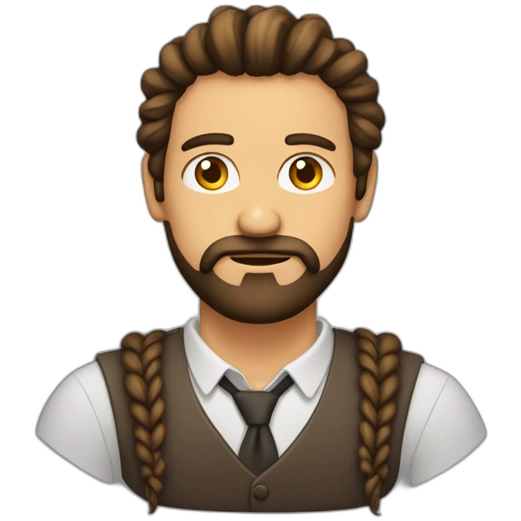 Hombre calvo con trenzas en la barba emoji