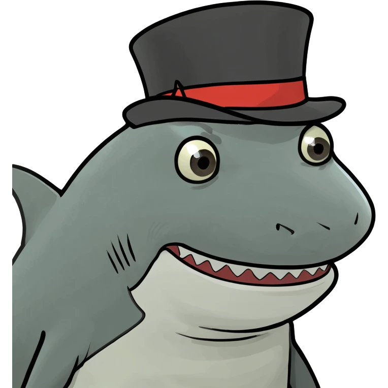 Shark with a top hat emoji