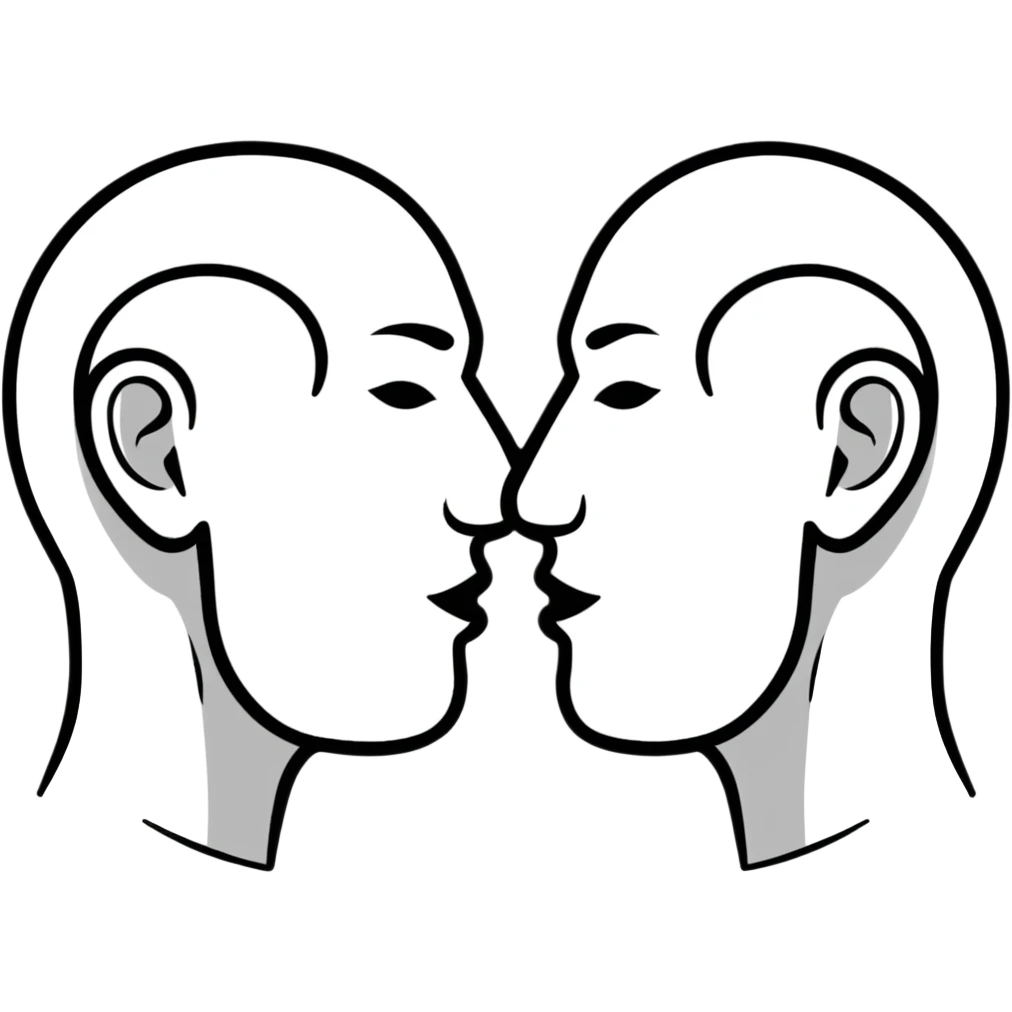 two speaking heads facing each other emoji
