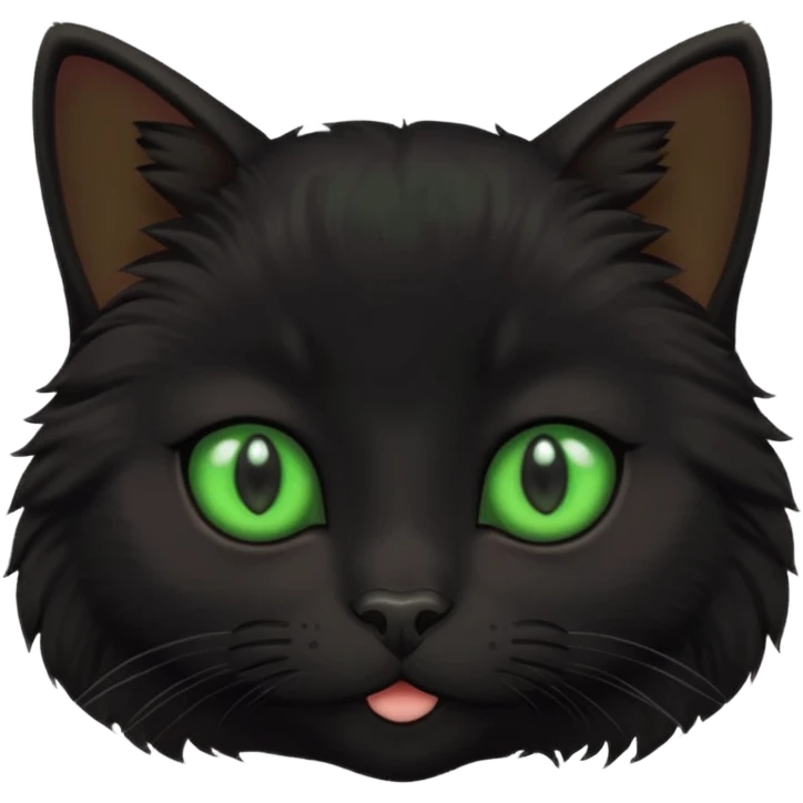 cute black cat with green eyes emoji