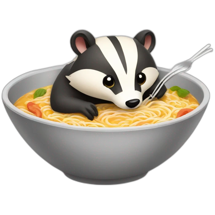 A badger eating ramen emoji