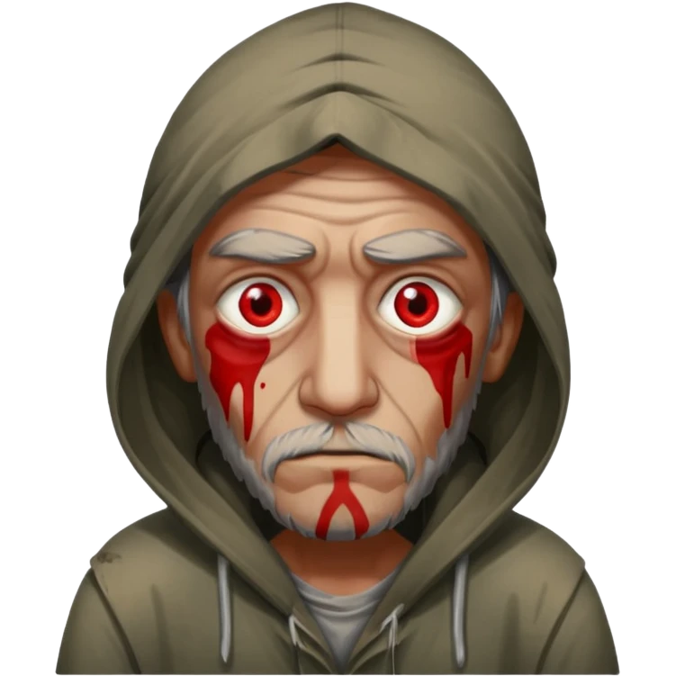 homeless man with red eyes emoji