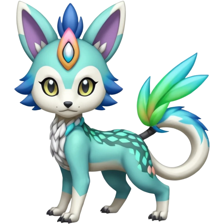 Colorful Exotic Randomly-colored Cartoon Anime Meloetta-WereGarurumon-Trico-Pokémon-Fakémon-fusion-hybrid-creature emoji