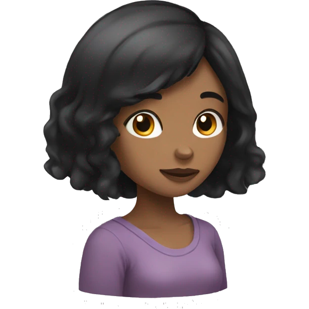 black hair girl who thinking about domestic shorthair cat emoji