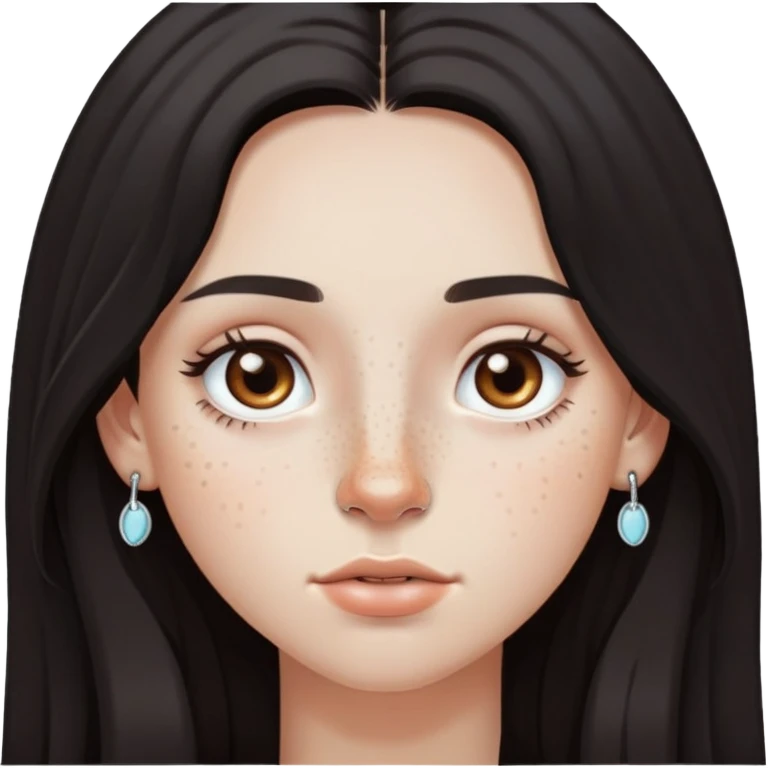 girl with long dark hair light freckles two nose piercings  emoji