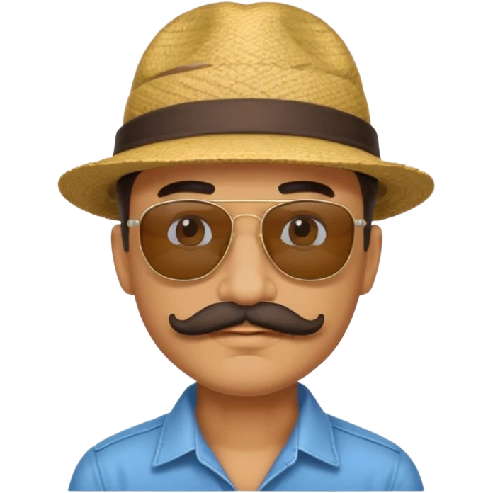 mustached man in sunglasses with HAT emoji