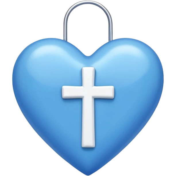 blue heart with christian simple cross emoji
