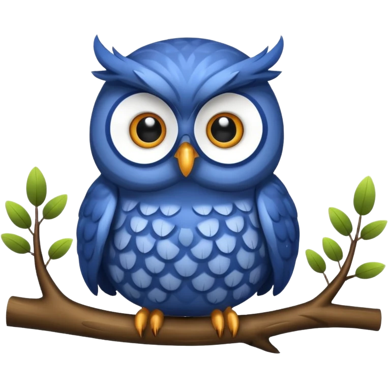blue fat owl at the tree emoji