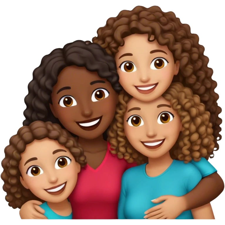“Emoji of three happy and close friends: a Dominican with dark skin and curly hair, a Spanish woman with light skin and straight brown hair, and a Moroccan woman with tanned skin and loose dark hair.” emoji