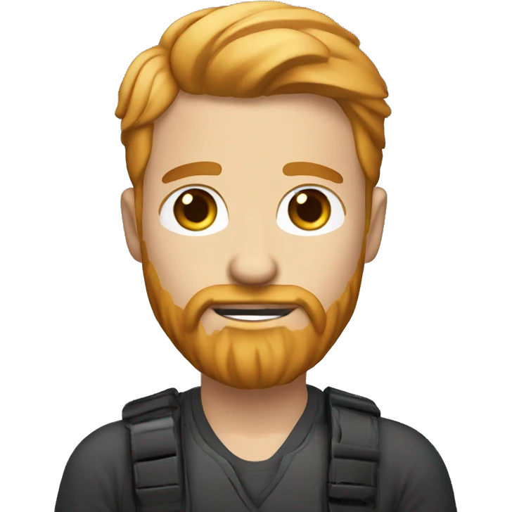 Male photographer with side parted strawberry blonde hair and a beard. emoji