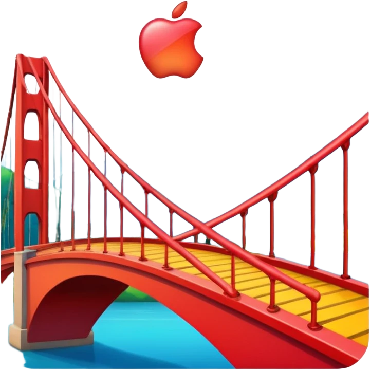 a simple and colorful bridge, apple emoji style, inspired by the reference image emoji