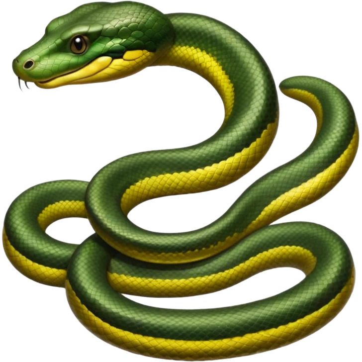 A photo-realistic digital illustration of a Green Anaconda, chest upward, with a broad, flat head, muscular body, and high-set eyes. Its olive-green body is covered with symmetrical, bold black oval spots, and its smooth, glossy scales highlight its large, powerful build. emoji