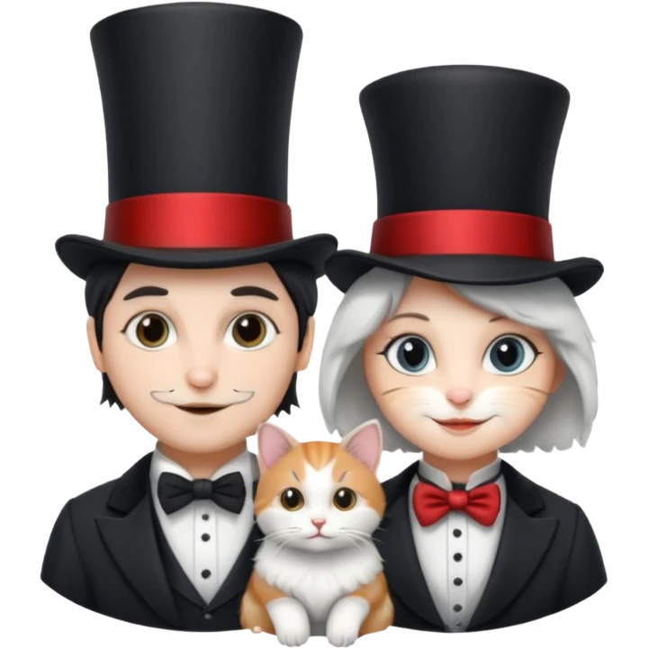 magician couple and their pet cat emoji