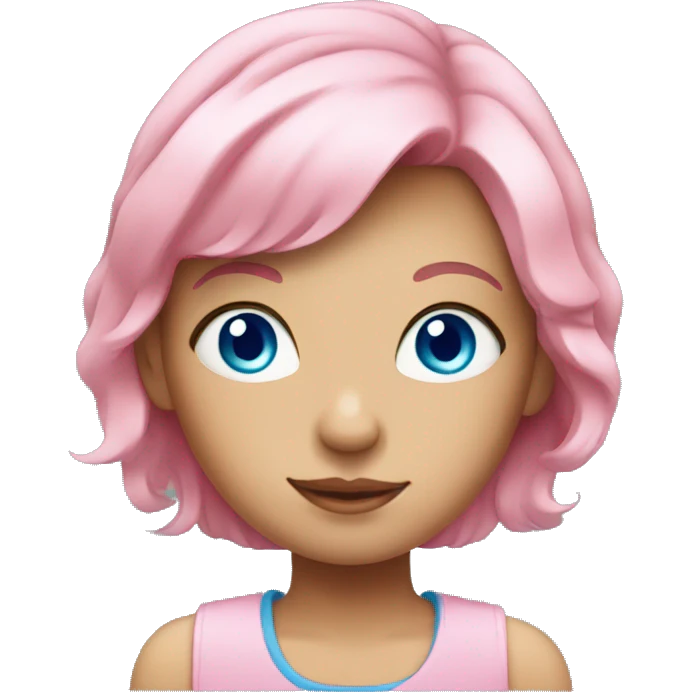 A girl with blue eyes and pink hair emoji