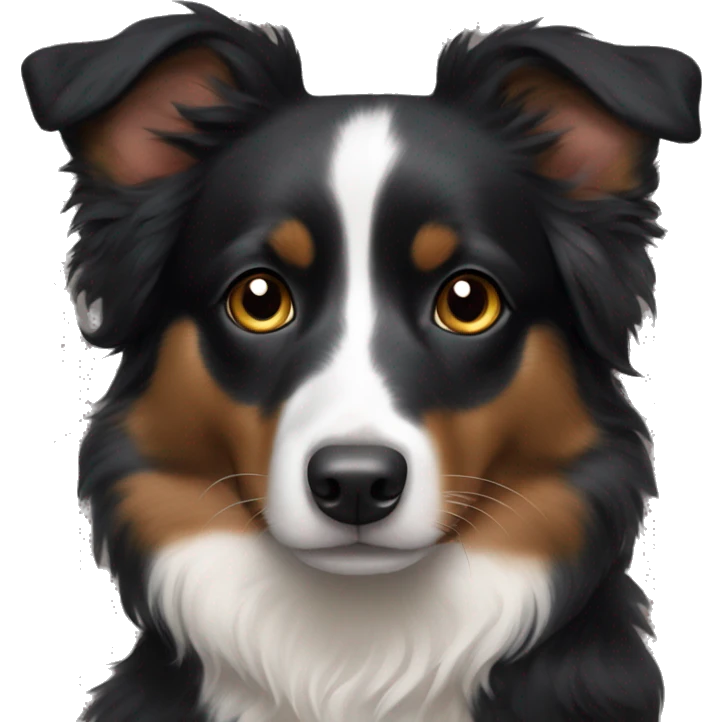 black mini australian shepherd with erect ears emoji