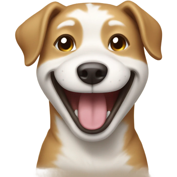Tan and white laughing dog emoji